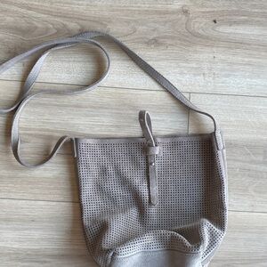 Monserat de Lucca gray suede leather crossbody bag